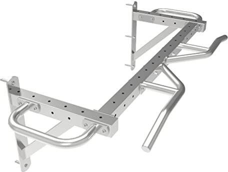 Wandmontierte Klimmzugstange, Reckstange aus Stahl mit verstellbaren Griffen, Widerstandsband, Gymnastikring, Training, Fitnessstange (Farbe: Edelstahl)