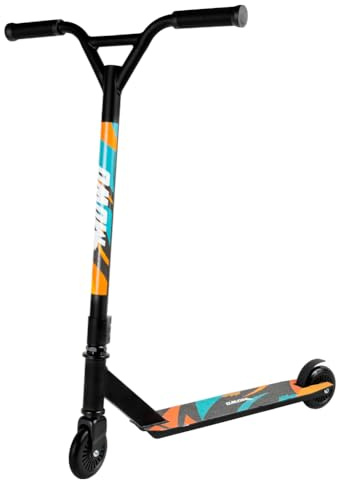 MUWO Halfpipe Stunt Scooter - Robuster Tretroller für Action und Tricks. Mit Rutschfester Trittfläche, Flexibler Rückradbremse und 360° Lenkung. Ideal für Kinder und Erwachsene.