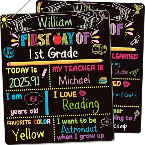 Kreidetafel-Schilder für den ersten letzten Schultag, 30,5 x 25,4 cm, doppelseitig, Schulanfang, Zubehör für Kinder, Jungen, Mädchen, 1. Tag des Kindergartens, Vorschule, 1. Klasse, Dekoration