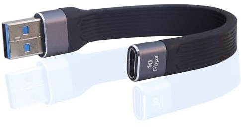 LANMINGLEL 10Gbps USB 3.1 cavo dati morbido piatto 100W USB3.1 maschio a tipo C femmina 4K@60Hz Cavo USB C corto per fotocamera del telefono portatile (USB A/M a C/F)