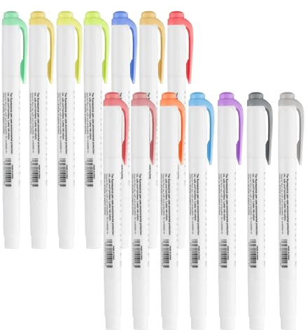 15 Stück Highlighter Pen Marker, Pastell Assorted Farben, Dual Tip Textmarker, Aesthetic Marker Stifte, Textmarker Pastell, Marker mit Breiter und Feiner Spitze für Ausmalen, Unterstreichen, Hervorheb