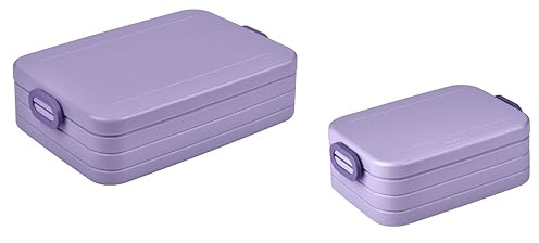 Mepal | Take a Break Duo Pack | Brotdose To Go | Lunchboxen für 2 bis 4 Sandwiches oder 4 bis 8 Brotscheiben | ideal für Meal Prep | Essenbox mit Unterteilung | Vivid Lilac