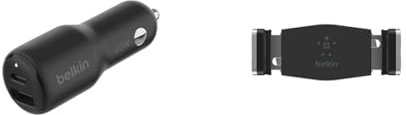 Belkin Premuim Car Bundle(42W Dual Port Fast Car Charger & Vent Mount)