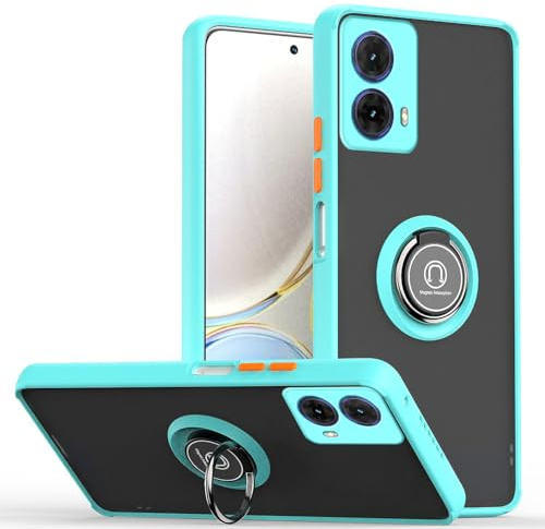JNERBUYI Funda Protectora para Motorola Moto G85 5G con Anillo, Carcasa con Magnético Anillo de 360°, Función de Soporte, Carcasa Resistente Anticaída. Azul Cielo