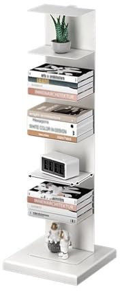 Bücherregale Bodenstehendes Eckbücherregal Aus Metall, Vertikales Unsichtbares Bücherregal, Bücherturm Mit Offenem Rücken Für Kleine Räume, Für Das Wohnzimmer, Schlafzimmer, Arbeitszimmer Zu Hause(Whi