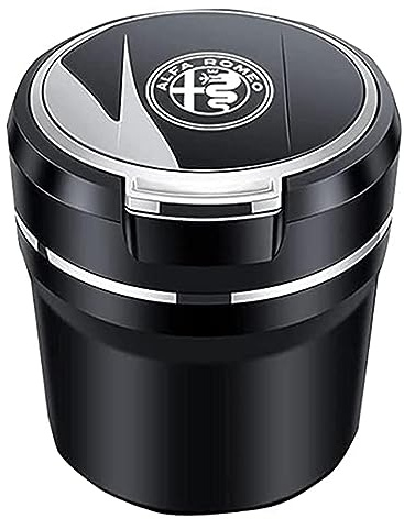 AGYF Posacenere per Auto per Alfa Romeo Giulia Stelvio, Posacenere Auto -Posacenere per Auto Portatile, Posacenere per Auto Rimovibile Facile da Pulire -Grande capacità,Black-Middle