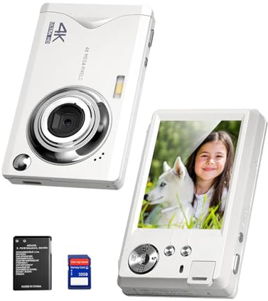 SWE Klein Digitalkamera 1080P FHD Selfie Digital Kamera mit 3.0” Bildschirm, 48MP Mini Fotokamera mit 16X Digitalzoom 32G SD Karte für Kinder Studenten Erwachsene Einsteiger