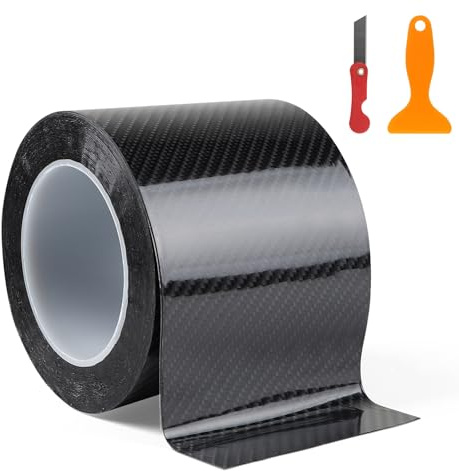 EFUTURETIME Carbon Folie Auto Schwarz Glänzend 10cm × 10m Lackschutzfolie | Einstiegsleisten Schutz, Selbstklebend, für Stoßstange, Kofferraum, Fahrrad, Motorrad und Möbel