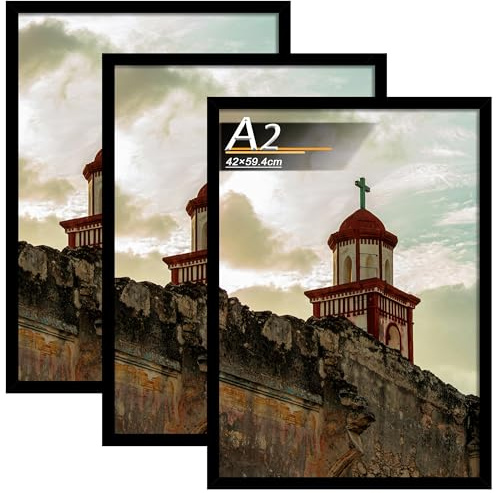 Tinkeps Marcos A2(42x59.4cm) Negro, Juego de 3 Unidades. Este marco de fotos de A2 está fabricado con material de madera y es ideal para colocar fotos, imágenes y pósteres.