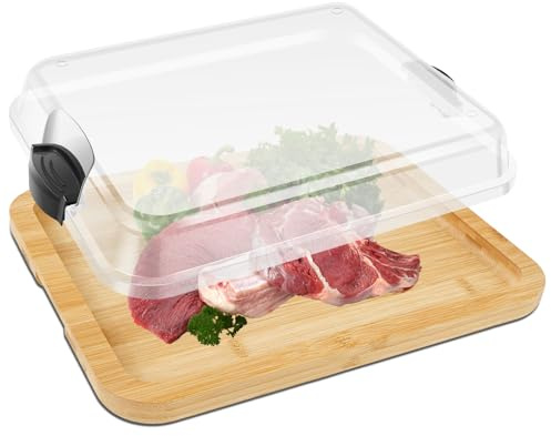 Charcuterie Board with Lid Portable Bamboo Cutting Board Multifunctional Dessert Display Server Charcuterie Cheese Board Large Rectangular Fruit Tray for Birthday Kitchen Party, Baking Gifts