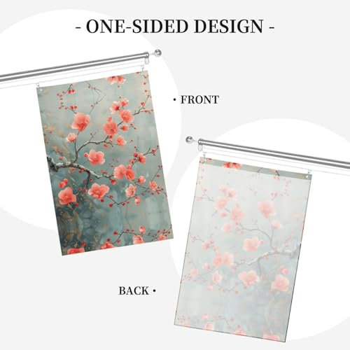 Drapeau de maison imprimé fleur de prunier rouge pour la décoration de la maison et du jardin, drapeaux de jardin décoratifs pour décoration extérieure