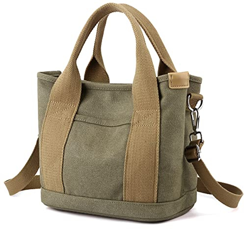 zhongningyifeng Damen Handtasche aus Segeltuch, Multi-Pockets Schultertasche mit Reißverschluss, für Reisen, Arbeit, Alltag