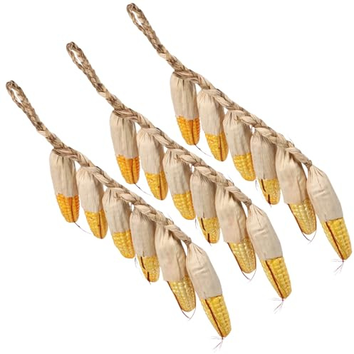 GRIRIW 3 Pannocchie di Mais Finte Decorative, Decorazione Vegetale Realistica da Appendere, 3 Pezzi, Aspetto Naturale per Casa e Parco