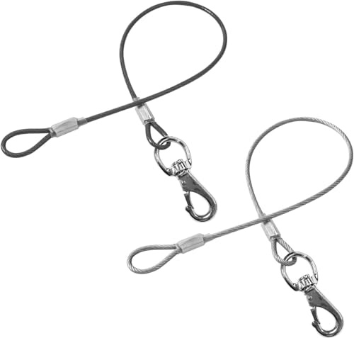 Mi Metty 2Pack Hundeleine Verlängerungsseil Kausicherfest Metall Kabel Leine,Hochbelastbar Trainingsleine Hundeleine Große Mittelgroße Hunde (Schwarz+Transparent, 20 inch/50 cm)