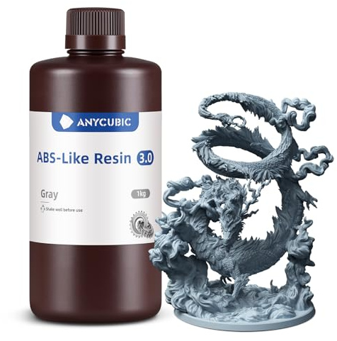 ANYCUBIC ABS-Like Resin 3.0 für Resin 3D Printer, Grau, 1000g | 3D Drucker Resin mit Ausgezeichneter Härte und Zähigkeit, Hochpräzises, Geruchsarmes 405 nm UV-härtbares Harz