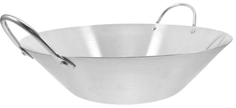 GLEAVI Paellera De Acero Inoxidable: Sartén Con Doble Asa, Wok De Fondo Plano, Olla De Inducción Para Cocina Y Camping.