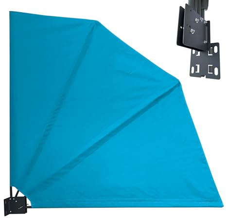 QUICK STAR Horizon Blue - Abanico para balcón (115 x 115 cm, incluye soporte de pared y funda protectora)