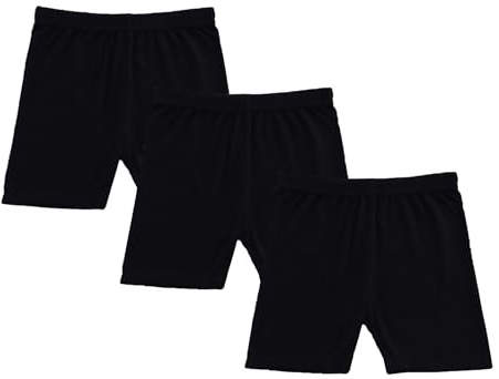 Zzxlw Pantaloncini da ciclismo per ragazze, pantaloni corti per bambini, confezione da 3 leggings estivi da yoga, pantaloncini da corsa elastici per 7-12 anni, Nero x 3., 11-12 Anni