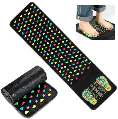 KBIBCK Foot Massage Mat, Acupuncture Mat for Feet, Reflexology Mats, Imitation Stone Foot Massage,Reflexology Walk Stone FootMassage,Foots Massages StoneMats with Chart for FootRelaxation (120x35 cm)