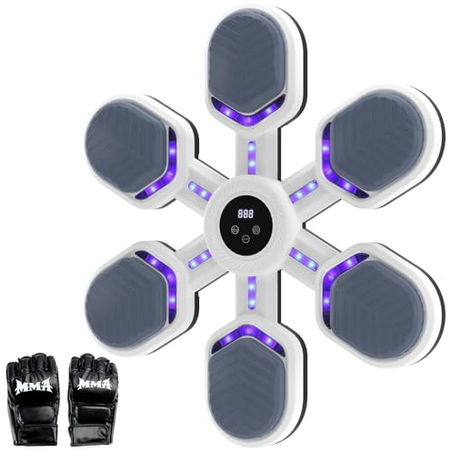 Music Boxing Machine – Musik-Box-Trainer mit 9 Modi & 9 Geschwindigkeitsstufen, LED-Punching-Zielwand, Bluetooth-Musiksteuerung, Trefferzähler, Wandmontage für Heim- und Profi-Training, Fitnessgerät