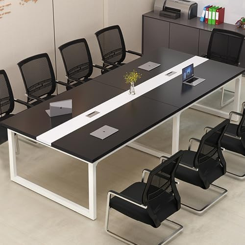 Großer Konferenztisch für 10 Personen, moderner Sitzungssaal, Besprechungstisch, stabiler Metallrahmen, rechteckiger Trainingstisch für Büro-Seminare, 240 x 100 x 74 cm