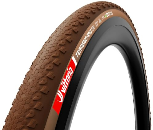 Vittoria Terreno PRO T30 Fine Loose Gravel Race 700x40c Tubeless Tire - 92% Renewable & Recycled Eco Race Construction, Natural Brown