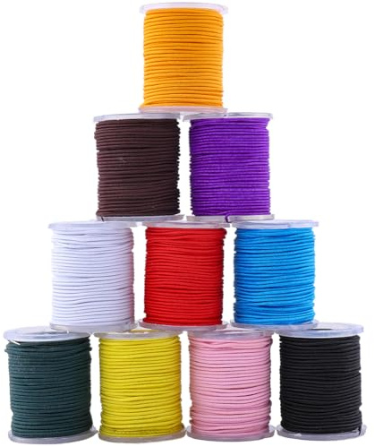 CABODYALS 10 rotolo 50M 1MM Multicolore Assortito Elastico Corda Perline Braccialetto Elastico Corda Perline Corda di Gomma Rotolo per Cucire Creazione di Gioielli Perline Artigianato Braccialetti Col