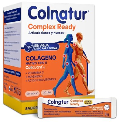 Colnatur Complex Ready Sabor Limón | 30 Sticks | Colágeno Listo Para Tomar | Con Magnesio, Ácido Hialurónico y Vitamina C, Envase para 30 días, 30 Sticks Monodosis