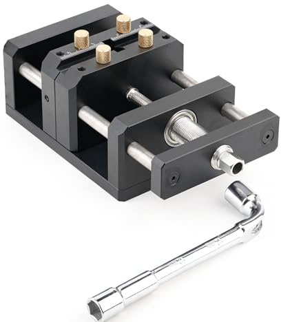 Spacnana Morsetto da Banco Autocentrante per la Lavorazione del Legno Morsetto da Banco in Lega di Alluminio con Impugnatura per Fresatrici Trapano Centratura Precisa Design Compatto Durevole Scale
