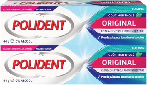 Polident Original, Crème Fixative pour Prothèses Dentaires Partielles ou Complètes, sans Goût Lot de 10 x 44 g