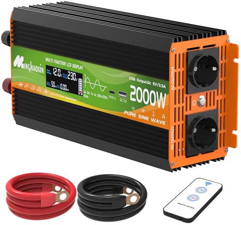 2000W Convertisseur 12v 220v Pur Sinus Transformateur Onduleur