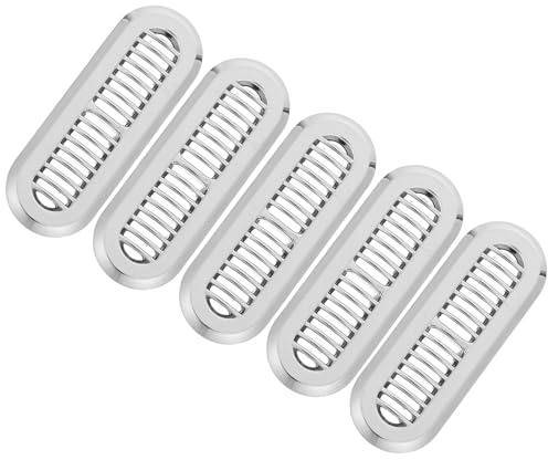 5 Tapón Piezas Plata Rebosadero Abs Lavabo de del Baño | Rebosadero Lavabo, Inserto Largo Moderno y Minimalista, Compatible Orificios de Drenaje