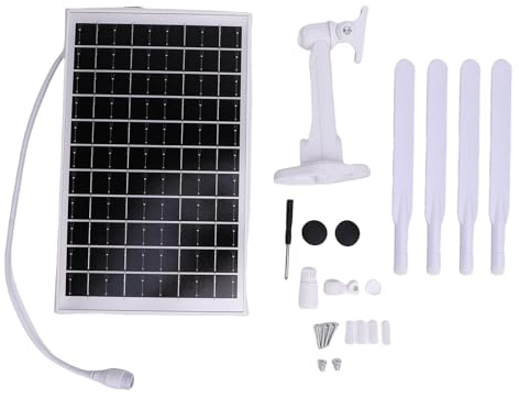 Routeur 4G LTE Solaire 12 W, répéteur Wi-FI 300 Mbps avec Emplacement SIM, Batterie 18 000 mAh, portée de 150 m, étanchéité IP66 pour Une Utilisation en extérieur (Antennes Blanches)