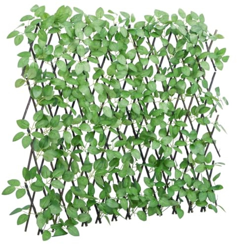 Nqyjm Traliccio espandibile in edera artificiale verde, 180 x 65 cm, per giardino, coniglio, cane, patio, terrazza, decorazione esterna