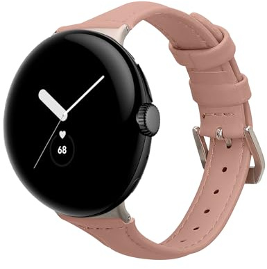 kwmobile Leather Strap for Google Pixel Watch Series 41mm / Pixel Watch 4 41mm Watch Strap - Fitness Tracker Replacement Watch Band - Sports Wristband with Clasp - Dusty Pink
