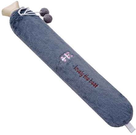 Lange Wärmflasche mit flauschigem Bezug – 60cm Schlauch-Wärmflasche für Bett & Sofa – Kuschelige Bettflasche für Nacken, Rücken & Schultern – Wärmekissen zur Schmerzlinderung & Entspannung – /Plüs