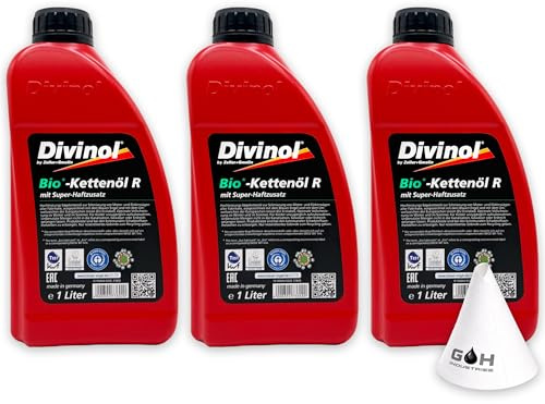 Divinol Bio Kettenöl R | 3 L | biologisch abbaubares Sägekettenöl | haftstark für Motorsägen | Artnr. 21820 | Kettensägen Forstgeräte mit Trichter