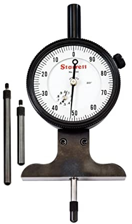 Starrett 644JZ 644 Serie Quadrante Profondimetro Tipo Indicatore, 0-3 Range, 0 Graduazione, Con Custodia, 1 GRAD per primi 2 1/2 REVS Precisione