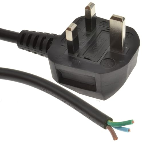 kenable Power Cable UK Plug 13A Fused to Stripped Bare Ended Wire 1.0mm² 3 Core Mains Lead VDE Approved 2m Black