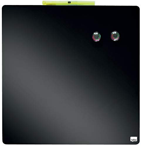 Nobo - Mini Tableau Magnétique Coloré Sans Cadre, Format Carré, Effaçable à Sec, Fixations Murales, Maison/Bureau, 360 x 360 mm, Noir, 1903774