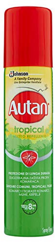 Autan Tropical Spray Insetto Repellente e Antizanzare Tigre, Comuni e Tropicali, 1 Confezione da 100 ml, Protezione di Lunga Durata
