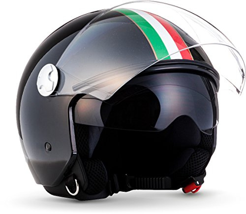 ARMOR HELMETS® AV-63 „Fun Matt Black“ · Jet-Helm · Motorrad-Helm Roller-Helm Scooter-Helm Moped Mofa-Helm Chopper Retro · ECE 22.05 Sonnenvisier Schnellverschluss Tasche XS–XXL (53-64cm)