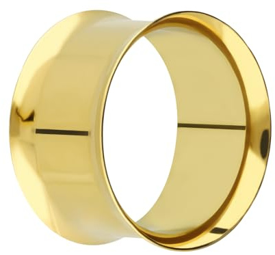 Treuheld® | Stahl Flesh Tunnel | Gold | Dünn | 19 Größen