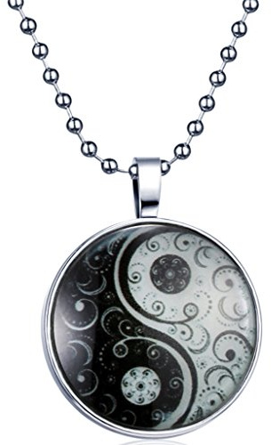 Yumilok Tai Chi Yin Yang Nachtleuchtend Anhänger Halskette Legierung Medaillon Amulett Kettenänhanger für Damen Herren, Blaues Licht