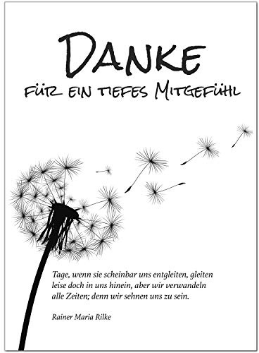 Einladungskarten Manufaktur Hamburg Trauer Danksagungskarten mit Umschlag | Motiv: Pusteblume, 10 Stück | Dankeskarten Din A6 Set | Trauerkarten Danksagung Danke sagen