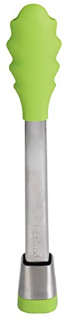 mastrad - Pince De Cuisine - Multi-usages - Pince de Service - S'ouvre Et Se Ferme d'une Seule Main - Manche en Acier Inoxydable - Embouts en Silicone - Ne Raye Pas Les Casseroles - 28 CM - Grise