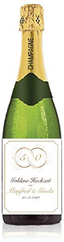 Nysashop Personalisiertes Etikett für Sektflasche zur goldenen Hochzeit, Geschenk, Champagner, Sekt, Flaschenetikett, Aufkleber, selbstklebend, Sticker