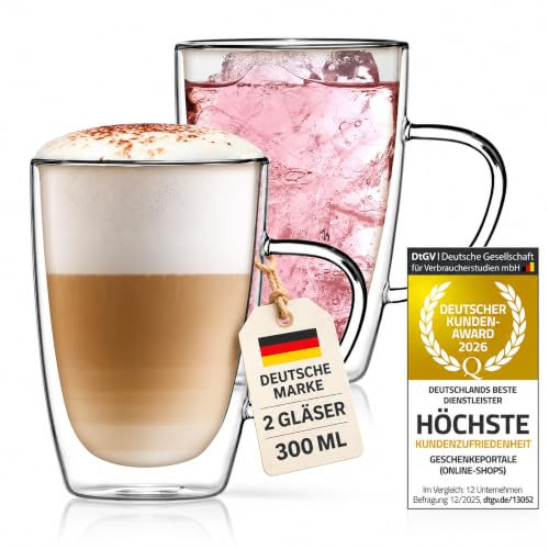 Dubbelväggkopp 300ml tekopp termokopp kaffekopp glaskopp handblåst av Dimono (2 stycken)
