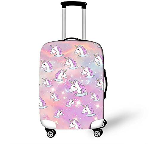 Morbuy Elastisch Kofferhülle Kofferschutzhülle Anti-Kratzer Staubdicht Kofferüberzug Luggage Protector Cover Kofferbezug Reisekofferabdeckung (Lila Einhorn,M)