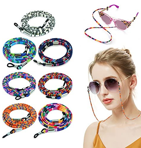 Hanyousheng 7 Pcs Glasses Strap, 7 Pcs Non-Slip Glasses Chain, Colorful Eyeglasses Strap Eyewear Retainer, Spectacles Cord for Women and Men Sports, Sunglasses Reading Glasses Holder Strap